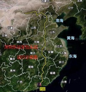 Z182深圳东到包头,走京九铁路,列车需在北京丰台站换向